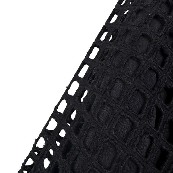 Megan Huntz Atlanta Black Windowpane 3/4 Sleeve Midi Dress Medium M Sheer USA - Picture 6 of 14